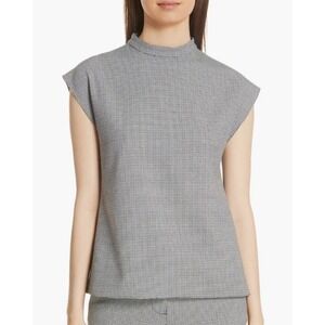 Tibi Hudson Mock-Neck Houndstooth Sleeveless Blouse‎ Luxury Business Size XS NWT